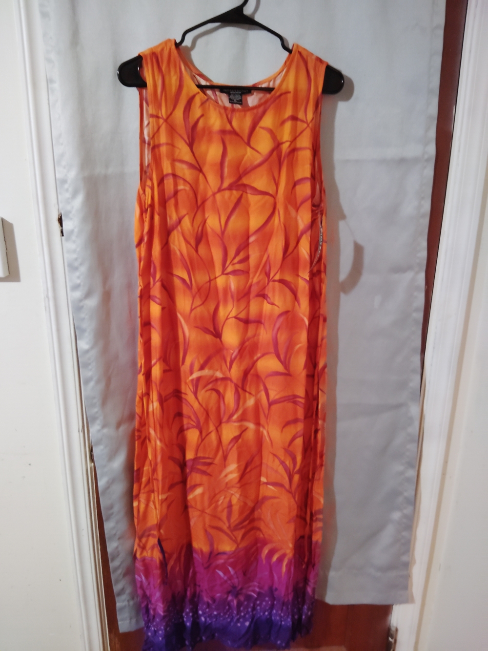 Impressions Orange Sleeveless Maxi Dress with Purple Ombre Hem